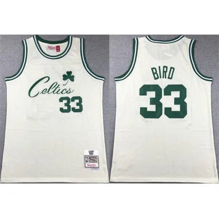 Men's Boston Celtics #33 Larry Bird White Throwback Stitched Jersey