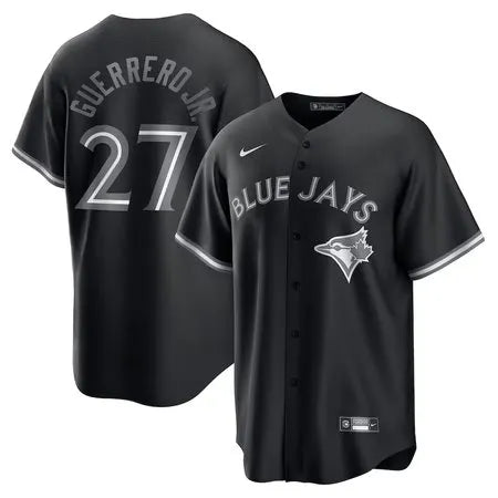 Men's Toronto Blue Jays #27 Vladimir Guerrero Jr.
Black Lights Out Replica Player Jersey