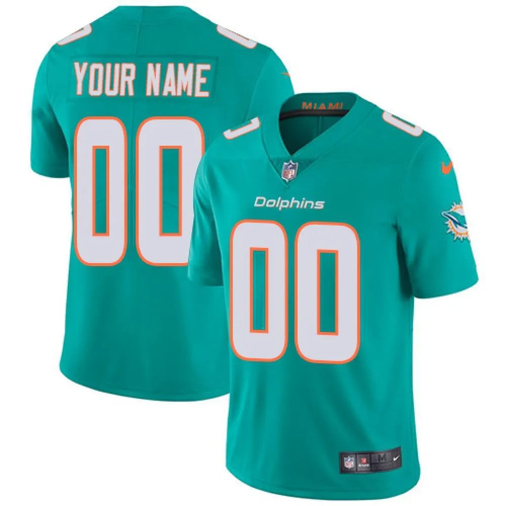Men's Miami Dolphins Customized Aqua Green Team Color Vapor Untouchable NFL Stitched Limited Jersey