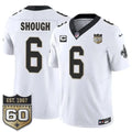 Men's New Orleans Saints #6 Tyler Shough White 2026 With 1-Star C Patch And 60th Anniversary Patch Vapor F.U.S.E Limited Jersey