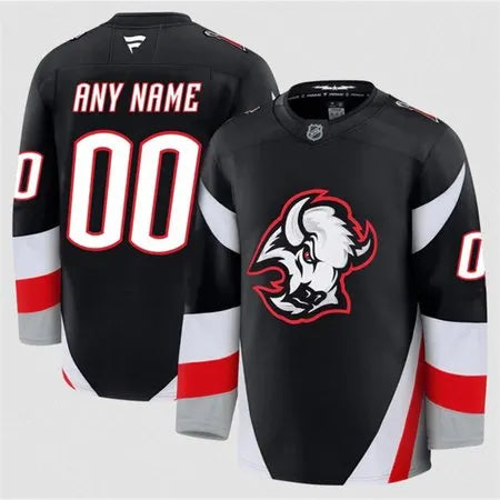 Men's Buffalo Sabres Custom Black 2024-25 Alternate Stitched Hockey Premium Jersey