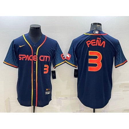 Men's Houston Astros #3 Jeremy Pena 2022 Navy City Connect Cool Base Stitched Jersey U5JI