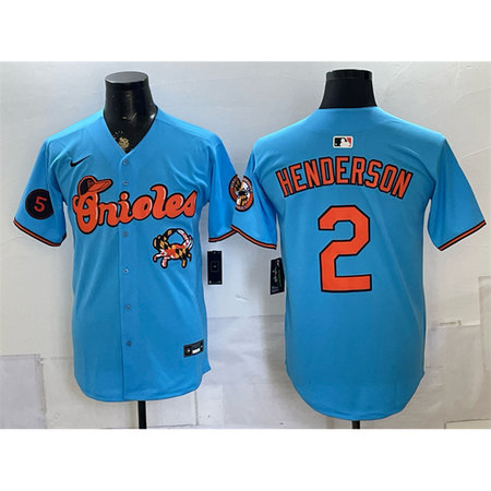 Men's Baltimore Orioles #2 Gunnar Henderson Blue With Patch Vapor Premier Limited Baseball Jersey