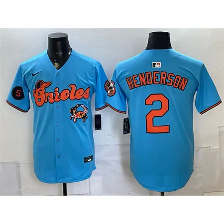 Men's Baltimore Orioles #2 Gunnar Henderson Blue With Patch Vapor Premier Limited Baseball Jersey